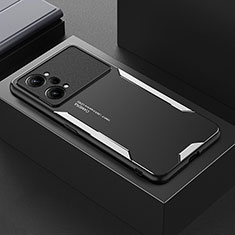 Luxury Aluminum Metal Back Cover and Silicone Frame Case for Oppo K10 Pro 5G Silver