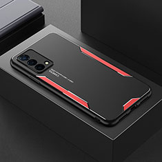Luxury Aluminum Metal Back Cover and Silicone Frame Case for Oppo K9 5G Red