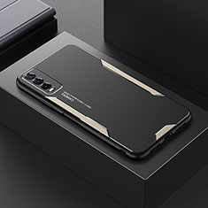 Luxury Aluminum Metal Back Cover and Silicone Frame Case for Vivo Y20a Gold