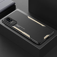 Luxury Aluminum Metal Back Cover and Silicone Frame Case for Xiaomi Civi 5G Gold