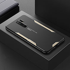 Luxury Aluminum Metal Back Cover and Silicone Frame Case for Xiaomi Poco M2 Gold