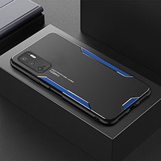 Luxury Aluminum Metal Back Cover and Silicone Frame Case for Xiaomi POCO M3 Pro 5G Blue