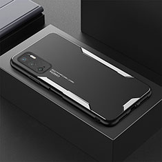 Luxury Aluminum Metal Back Cover and Silicone Frame Case for Xiaomi POCO M3 Pro 5G Silver