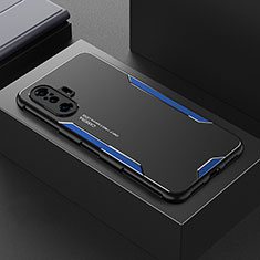 Luxury Aluminum Metal Back Cover and Silicone Frame Case for Xiaomi Redmi K40 Gaming 5G Blue