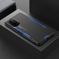 Luxury Aluminum Metal Back Cover and Silicone Frame Case for Xiaomi Redmi K40 Pro+ Plus 5G Blue