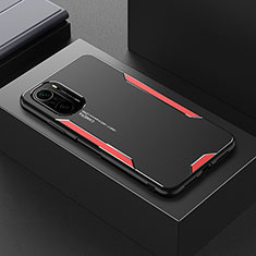 Luxury Aluminum Metal Back Cover and Silicone Frame Case for Xiaomi Redmi K40 Pro+ Plus 5G Red