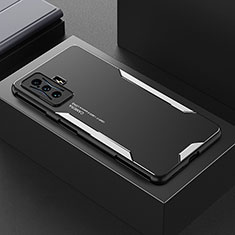 Luxury Aluminum Metal Back Cover and Silicone Frame Case for Xiaomi Redmi K50 Gaming 5G Silver