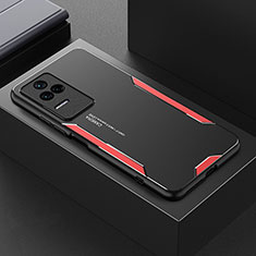 Luxury Aluminum Metal Back Cover and Silicone Frame Case for Xiaomi Redmi K50 Pro 5G Red