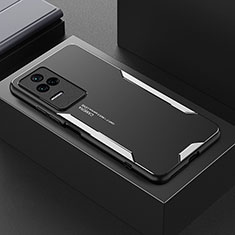 Luxury Aluminum Metal Back Cover and Silicone Frame Case for Xiaomi Redmi K50 Pro 5G Silver