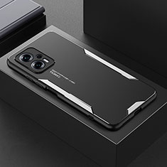 Luxury Aluminum Metal Back Cover and Silicone Frame Case for Xiaomi Redmi K50i 5G Silver