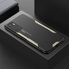 Luxury Aluminum Metal Back Cover and Silicone Frame Case for Xiaomi Redmi Note 10T 5G Gold