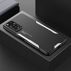 Luxury Aluminum Metal Back Cover and Silicone Frame Case for Xiaomi Redmi Note 11 Pro 5G Silver