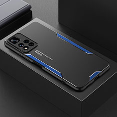 Luxury Aluminum Metal Back Cover and Silicone Frame Case for Xiaomi Redmi Note 11 Pro+ Plus 5G Blue