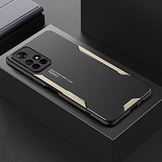 Luxury Aluminum Metal Back Cover and Silicone Frame Case for Xiaomi Redmi Note 11S 5G Gold