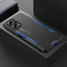 Luxury Aluminum Metal Back Cover and Silicone Frame Case for Xiaomi Redmi Note 11T Pro 5G Blue