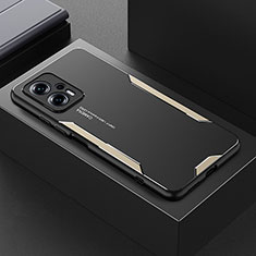 Luxury Aluminum Metal Back Cover and Silicone Frame Case for Xiaomi Redmi Note 11T Pro+ Plus 5G Gold