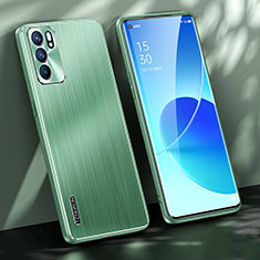 Luxury Aluminum Metal Back Cover and Silicone Frame Case J01 for Oppo Reno6 5G Green