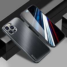 Luxury Aluminum Metal Back Cover and Silicone Frame Case JL1 for Apple iPhone 14 Pro Max Black