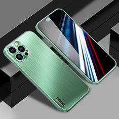 Luxury Aluminum Metal Back Cover and Silicone Frame Case JL1 for Apple iPhone 14 Pro Max Green