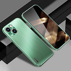 Luxury Aluminum Metal Back Cover and Silicone Frame Case JL1 for Apple iPhone 15 Plus Green