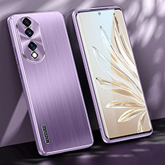 Luxury Aluminum Metal Back Cover and Silicone Frame Case JL1 for Huawei Honor 70 5G Purple