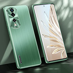 Luxury Aluminum Metal Back Cover and Silicone Frame Case JL1 for Huawei Honor 70 Pro+ Plus 5G Green