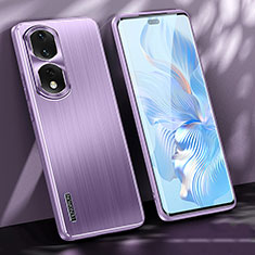 Luxury Aluminum Metal Back Cover and Silicone Frame Case JL1 for Huawei Honor 80 Pro 5G Purple