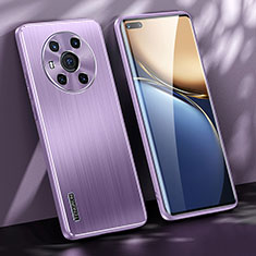 Luxury Aluminum Metal Back Cover and Silicone Frame Case JL1 for Huawei Honor Magic3 5G Purple