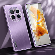 Luxury Aluminum Metal Back Cover and Silicone Frame Case JL1 for Huawei Mate 50 Pro Purple