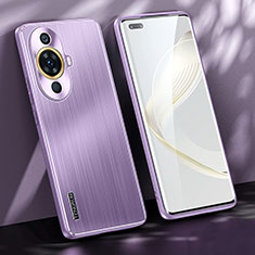 Luxury Aluminum Metal Back Cover and Silicone Frame Case JL1 for Huawei Nova 11 Ultra Purple