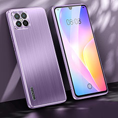 Luxury Aluminum Metal Back Cover and Silicone Frame Case JL1 for Huawei Nova 8 SE 4G Purple