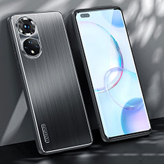 Luxury Aluminum Metal Back Cover and Silicone Frame Case JL1 for Huawei Nova 9 Pro Black