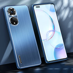 Luxury Aluminum Metal Back Cover and Silicone Frame Case JL1 for Huawei Nova 9 Pro Blue