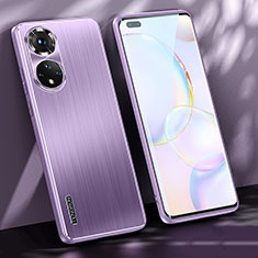 Luxury Aluminum Metal Back Cover and Silicone Frame Case JL1 for Huawei Nova 9 Pro Purple