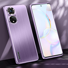 Luxury Aluminum Metal Back Cover and Silicone Frame Case JL1 for Huawei Nova 9 Purple