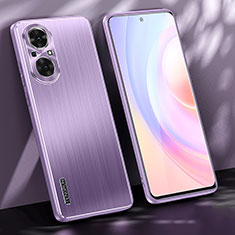 Luxury Aluminum Metal Back Cover and Silicone Frame Case JL1 for Huawei Nova 9 SE Purple