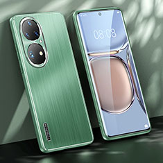 Luxury Aluminum Metal Back Cover and Silicone Frame Case JL1 for Huawei P50 Green