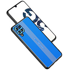 Luxury Aluminum Metal Back Cover and Silicone Frame Case JL1 for Samsung Galaxy A12 5G Blue