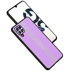 Luxury Aluminum Metal Back Cover and Silicone Frame Case JL1 for Samsung Galaxy A12 Purple