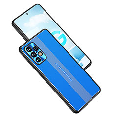 Luxury Aluminum Metal Back Cover and Silicone Frame Case JL1 for Samsung Galaxy A52s 5G Blue