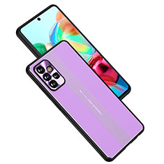 Luxury Aluminum Metal Back Cover and Silicone Frame Case JL1 for Samsung Galaxy A72 4G Purple