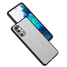 Luxury Aluminum Metal Back Cover and Silicone Frame Case JL1 for Samsung Galaxy S20 FE (2022) 5G Silver