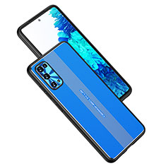 Luxury Aluminum Metal Back Cover and Silicone Frame Case JL1 for Samsung Galaxy S20 FE 4G Blue