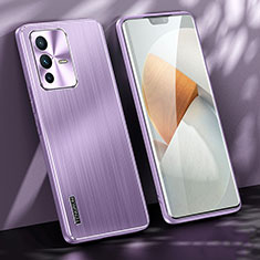 Luxury Aluminum Metal Back Cover and Silicone Frame Case JL1 for Vivo V23 Pro 5G Purple