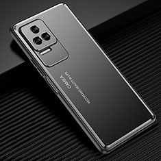 Luxury Aluminum Metal Back Cover and Silicone Frame Case JL1 for Xiaomi Redmi K50 5G Black