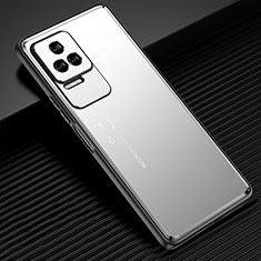 Luxury Aluminum Metal Back Cover and Silicone Frame Case JL1 for Xiaomi Redmi K50 5G Silver