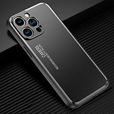 Luxury Aluminum Metal Back Cover and Silicone Frame Case JL2 for Apple iPhone 13 Pro Black