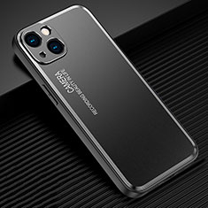 Luxury Aluminum Metal Back Cover and Silicone Frame Case JL2 for Apple iPhone 14 Black