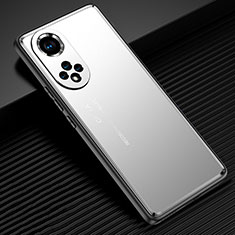 Luxury Aluminum Metal Back Cover and Silicone Frame Case JL2 for Huawei Honor 50 5G Silver