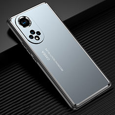 Luxury Aluminum Metal Back Cover and Silicone Frame Case JL2 for Huawei Honor 50 Pro 5G Blue